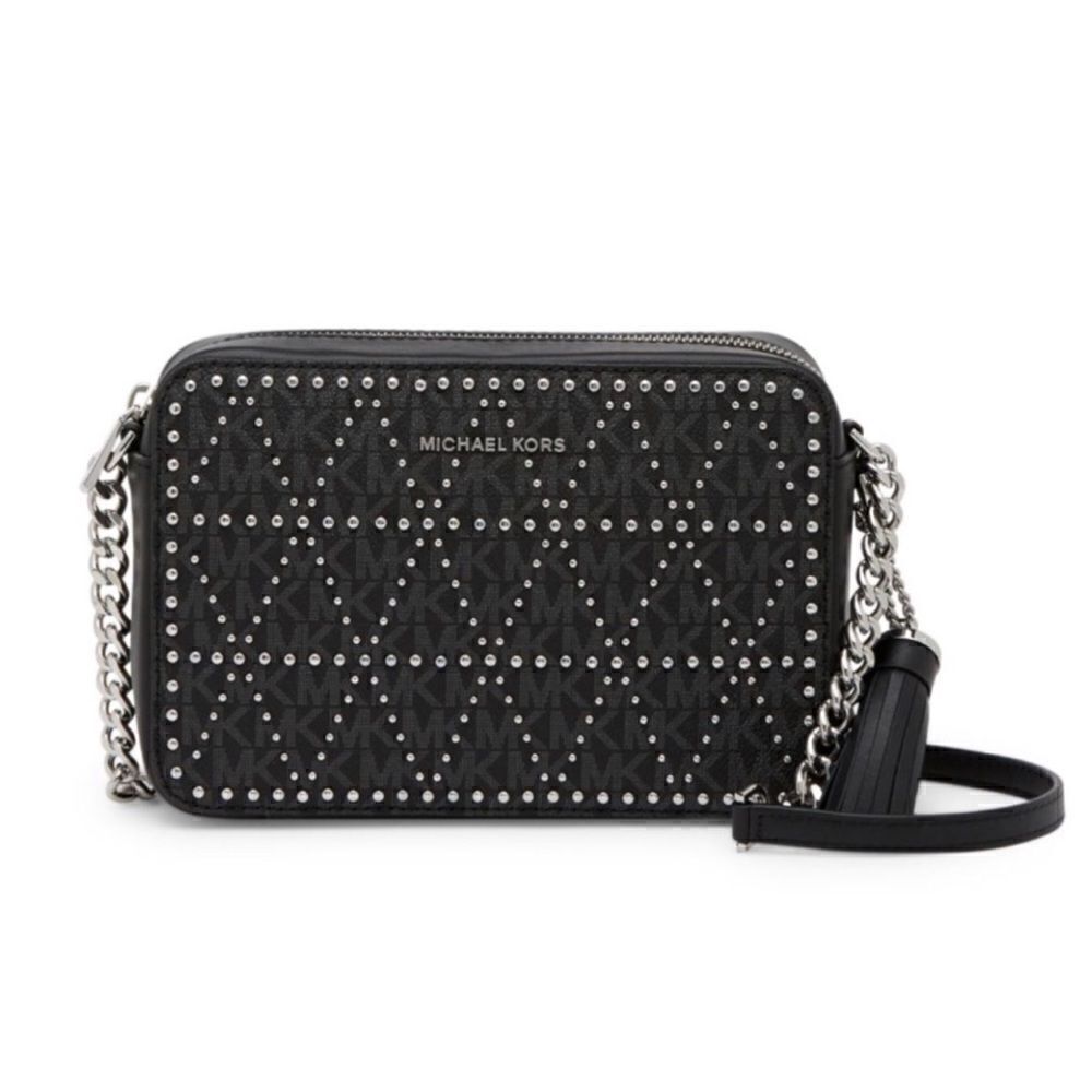 Michael Kors Signature Coated Twill Crossbody Black New with tags
